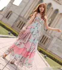 2012韩版荷叶边吊带雪纺连衣裙gn10a026