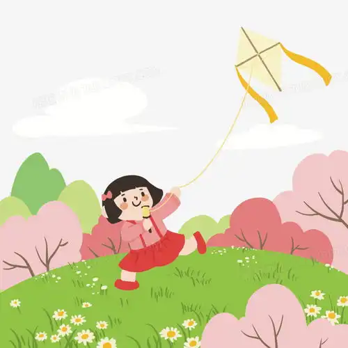 卡通手绘可爱女孩放风筝元素png图片素材免费下载元素png30003000像素