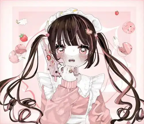 粉色系糖果一样二次元甜蜜动漫少女画风敲可爱的