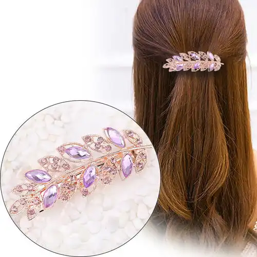 韩版夹子头饰优雅复古发夹女大号顶夹横夹一字弹簧夹成人水钻发卡