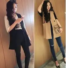 韩国东大门2014春装新款潮欧美风时尚加厚丝质洋气马甲2色女