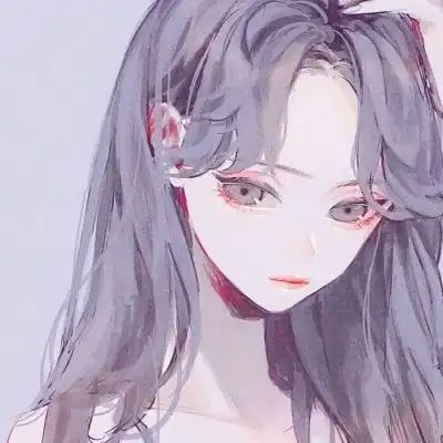 手绘黑白头像女插画