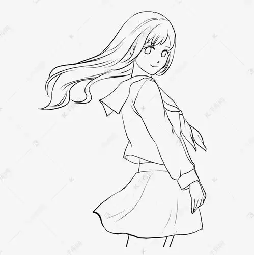 线稿二次元美少女线稿素材图片免费下载千库网