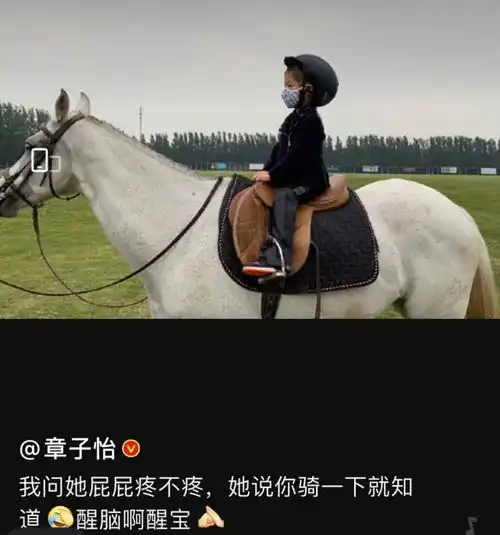 贵族式养女儿是啥操作章子怡带醒醒骑马,网友调侃她才五岁啊