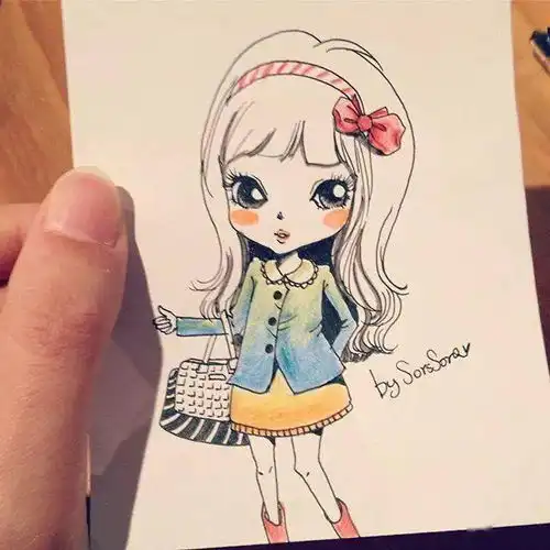 100张可爱小女孩彩铅简笔画,萌爆的小清新彩铅画入门教程