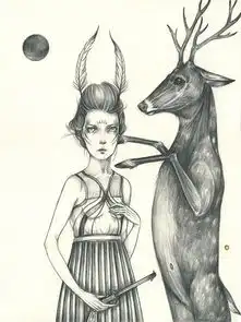 战士皇后手绘女性人像插画
