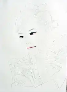 彩铅古装美女肖像画叶青过程