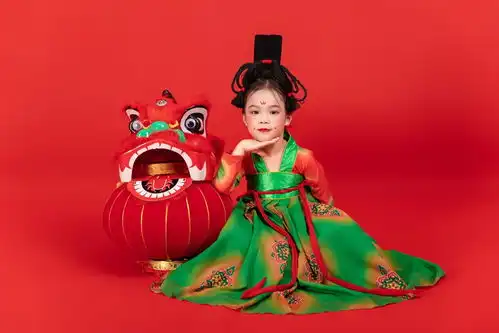 灯笼舞狮龙年新年春节女孩人物摄影图广告素材下载至来源处