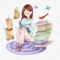 手绘女生节看书插画素材图片免费下载千库网