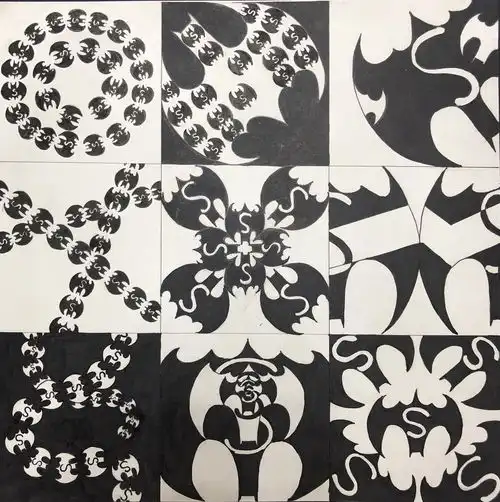 手绘黑白头像女线描