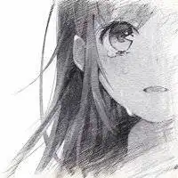 手绘女生头像卡通黑白卡