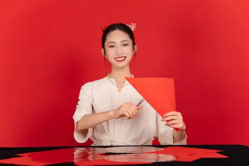 剪纸剪窗花新年龙年春节美女人物摄影图广告素材下载至来源处