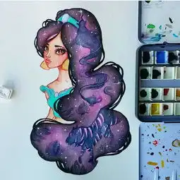 马克笔与水彩的创意插画奇妙的女生美人鱼世界手绘好素材