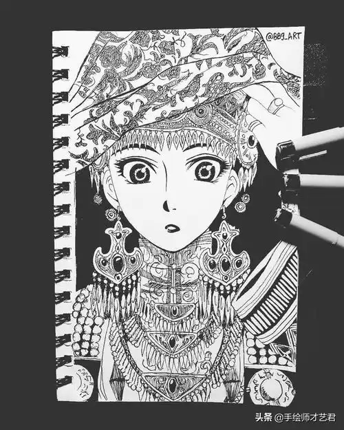 针管笔动漫手绘黑白效果更出色线条看着真舒服