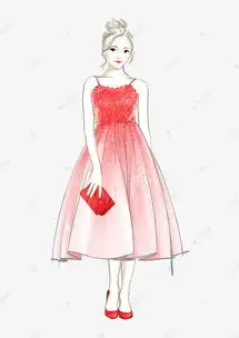 唯美浪漫插画风穿粉色渐变礼服的时尚女孩可换装素材图片免费下载千库网