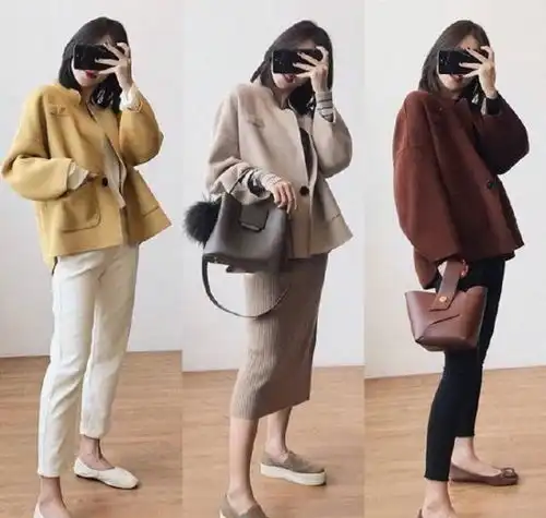 155cm小个子女生秋冬穿搭,大衣搭针织衫保暖又时髦,穿出高级感