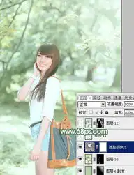 ps调节出树林美女小清新色调照片