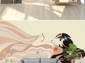 现代手绘卡通美女贝壳背景墙壁画图片设计素材高清模板下载63.61mb客厅电视背景墙大全