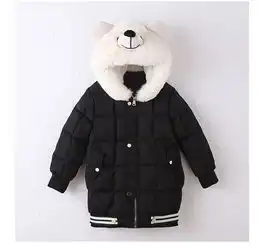 2018冬季新款韩版女童中大童带帽加厚卡通小熊头棉衣