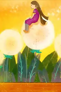 坐在蒲公英上的女孩唯美插画图片素材其他格式下载风景建筑大全