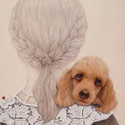 念七动漫女生手绘狗与背影