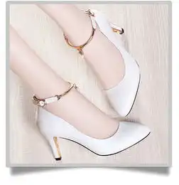 盾狐单鞋女2018春秋季新款圆头细跟一字带休闲鞋女韩版百搭时尚女鞋子