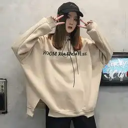 ins超火原宿风宽松百搭圆领套头加绒大码卫衣女