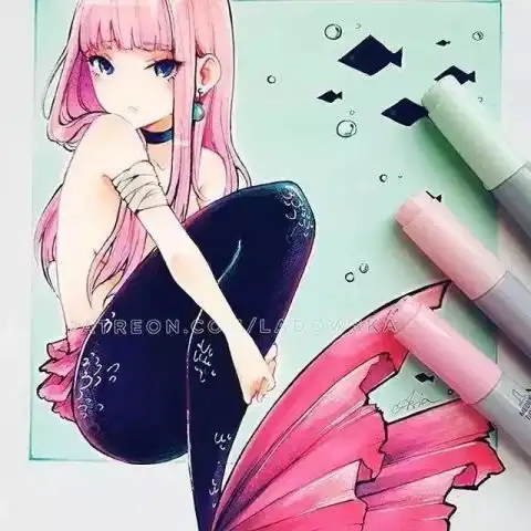 手绘女生头像卡通黑白能