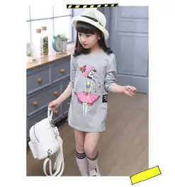 女童春秋装t恤18新款个性中长款韩版圆领打底衣长袖打底动漫t恤