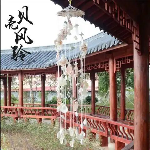 日式生日快乐创意19支手工贝壳风铃挂饰生日礼物女学礼品风铃挂件