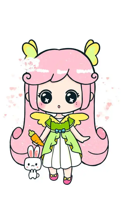 柔柔女孩装扮简笔画卡通画画教程超萌简笔画