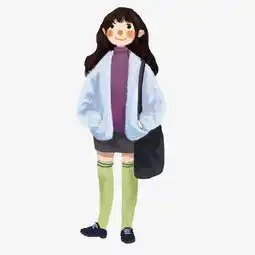 背着挎包的女生免抠插画png图片素材其他格式下载动漫人物大全