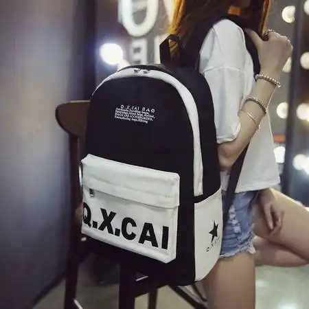双肩包女韩版学院风书包日韩时尚帆布背包学生休闲百搭小清新包包图片大全邮乐官方网站