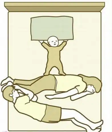 孩子更爱爸爸还是妈妈看看你们一家3口的睡姿,答案一目了然