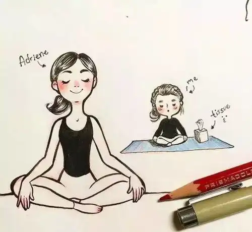 姑娘第一次做瑜伽,太扎心了,哈哈哈