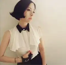 春夏新款欧美风女装斗篷式修身立领雪纺显瘦纯色短袖衬衫女式上衣