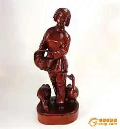 文革木雕牧鹅女社员