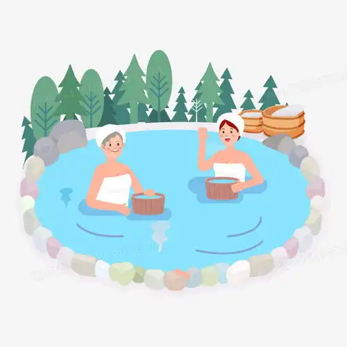 卡通手绘女生泡温泉免抠元素png图片素材下载卡通png熊猫办公