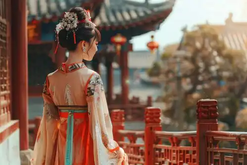 古风气质美女背影摄影图摄影图