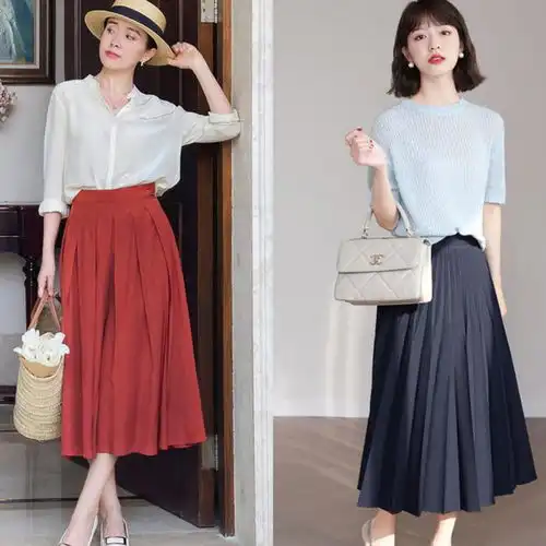 头回穿这小衫半裙,简单漂亮,演绎知性美兼具女人味