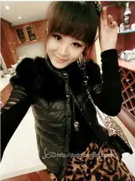 2013秋冬装新款韩版潮女装毛毛肩拼接大号短款修身棉衣女款薄棉服