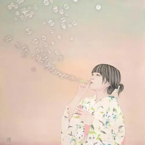 宫崎优工笔画和服女子