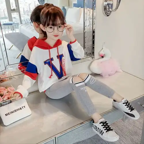 女童秋装连帽卫衣2020新款韩版儿童装春秋长袖洋气套头秋季上衣潮,一品好特惠