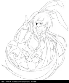 长发女孩卡通手绘线稿图片免费下载编号3680634红动网