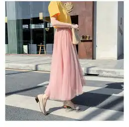 春上新半身裙女春夏季2019新款高腰仙女网纱裙ins超火的裙子中长款纱裙