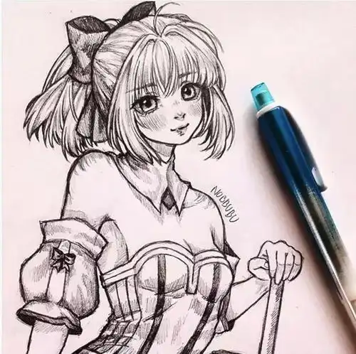 针管笔动漫女孩,每一张都很美