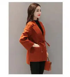 jeanesunp冬季时尚都市气质气质流行口袋短款焦糖色外套