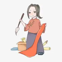 手绘过春节写对联女孩插画图片素材其他格式下载动漫人物大全