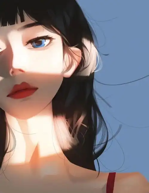 超好看的甜美少女插画,柔情又忧郁的眼神,有心动的感觉