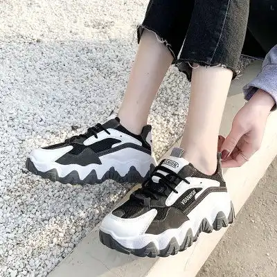 老爹鞋女ins潮2020网红超火波浪底百搭拼色厚底增高女鞋